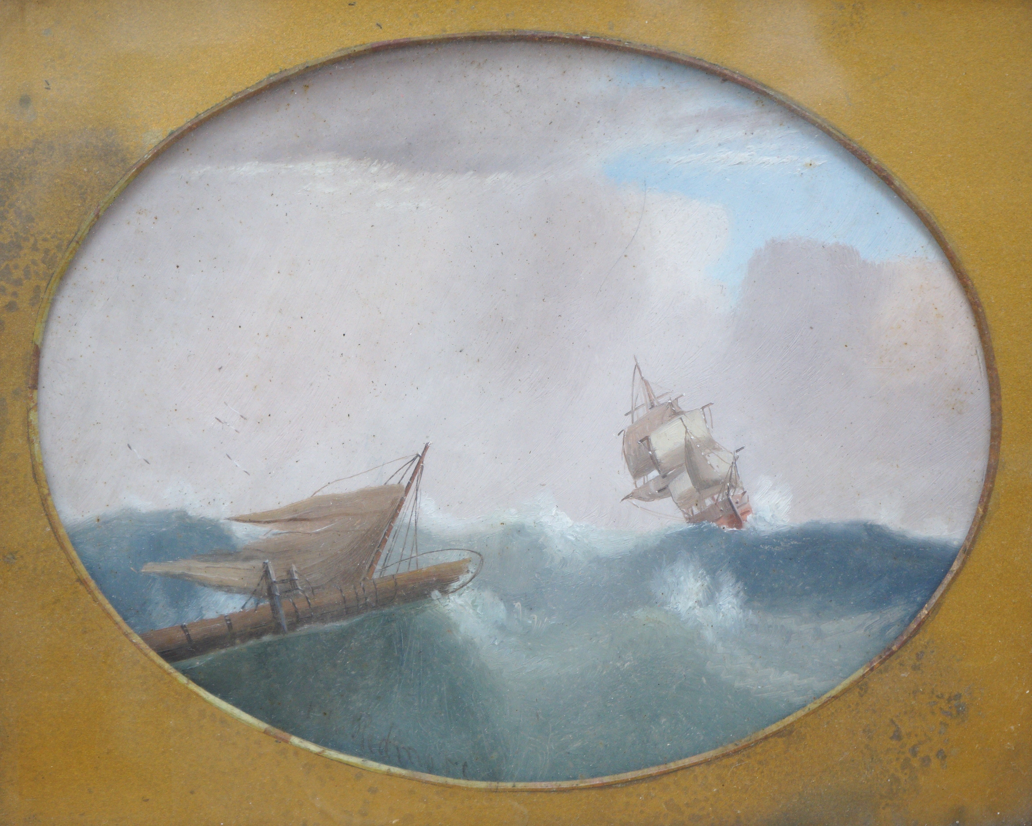 Edward King Redmore (1860-1941), oil on board, Ship and wreckage at sea, signed, 20 x 25cm